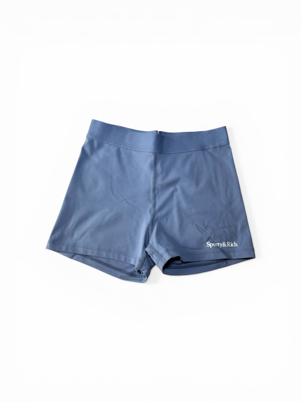 Sporty & Rich Serif Logo Active Shorts - Colony Blue - NWT